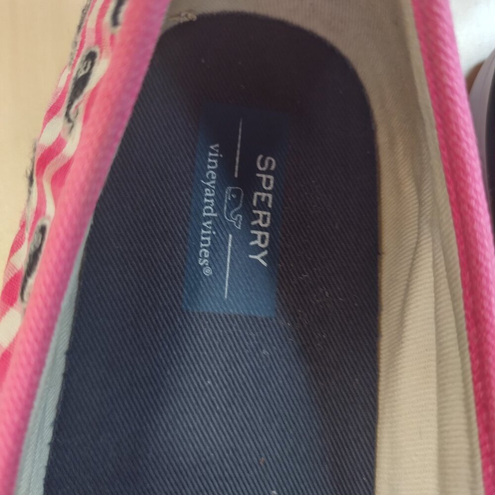Sperry Vineyard Vines Seaside Gingham Pink & White Sneakers Big Kids US 5M - Picture 13 of 15